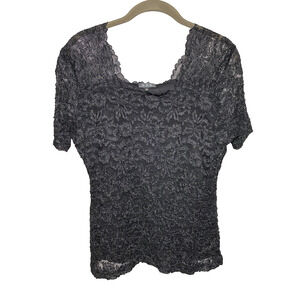 VTG 90s LIA Women's Medium Black Lace Blouse Whimsigoth Grunge Witch Goth USA